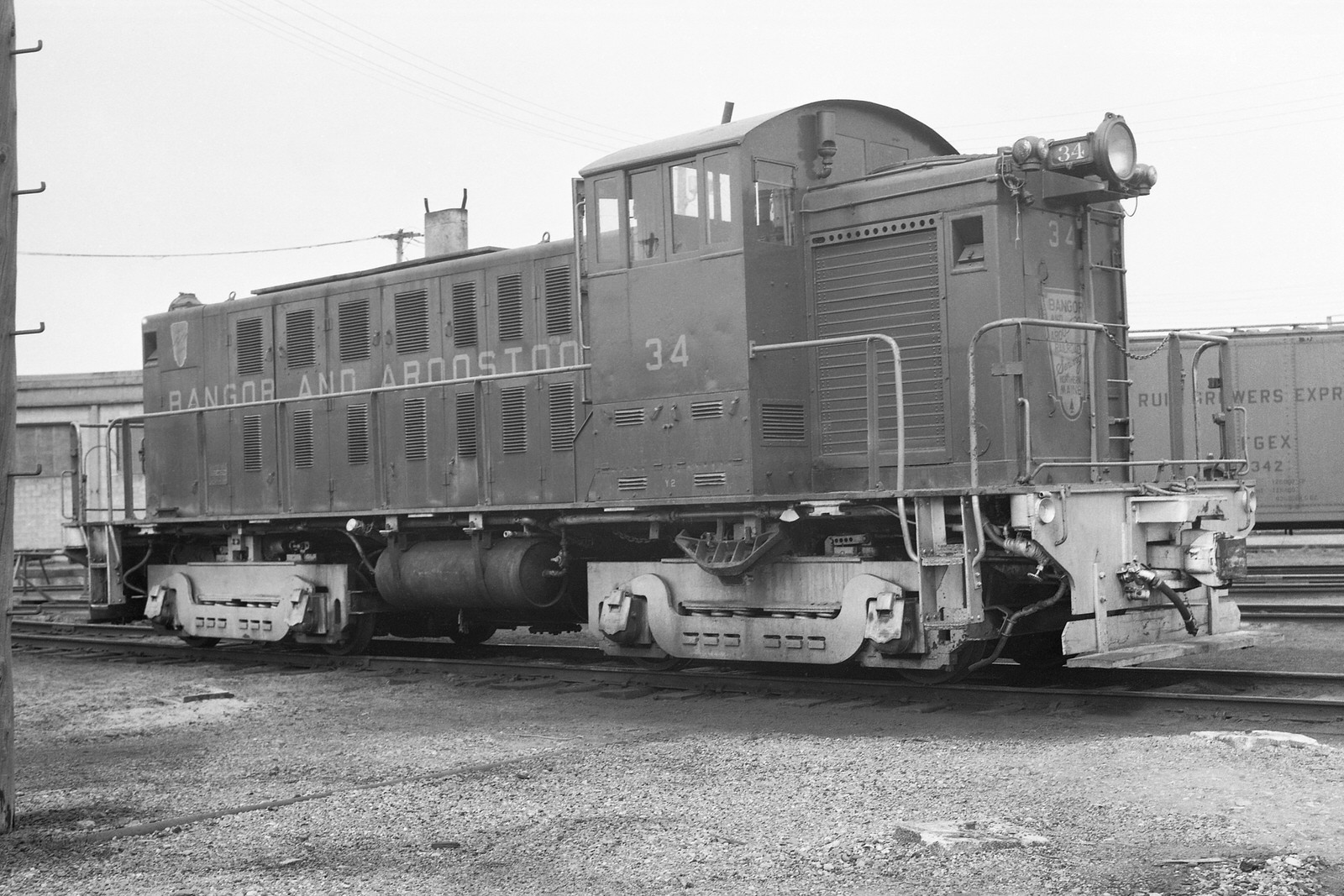 BAR GE DEY-2 600hp switcher#34 @ Northern Maine Jct, ME on 4/18/1964