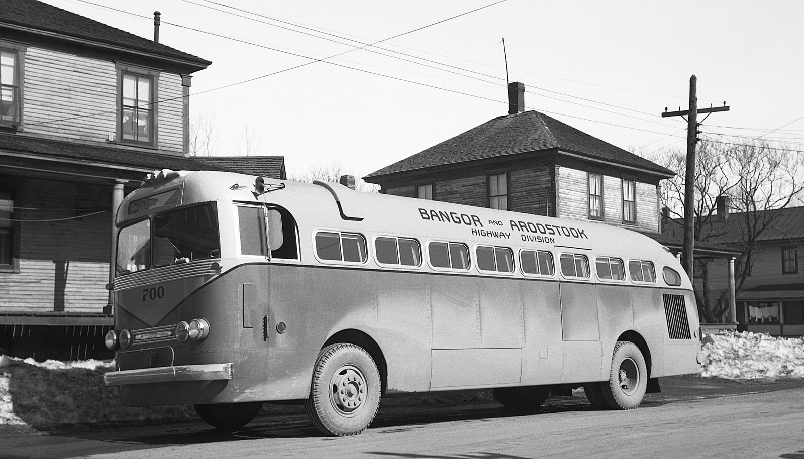 BAR BECK Maineliner Bus #700 at Van Buren, ME on 4/1/1947. (8x14)