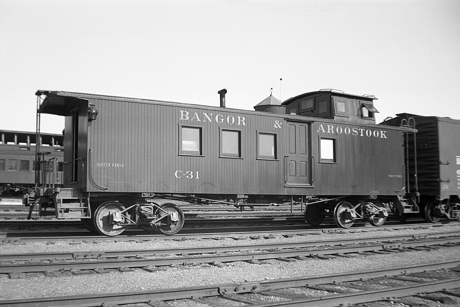 BAR Wooden Caboose C-31 at Oakfield, ME on 6/21/1939. (8x12)