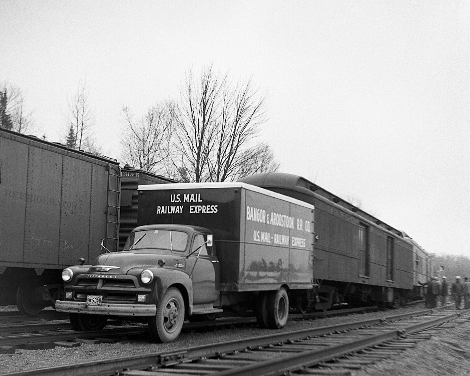 BAR REA Truck at derailment in Norcross, ME on 4/27/1955. (8x10)