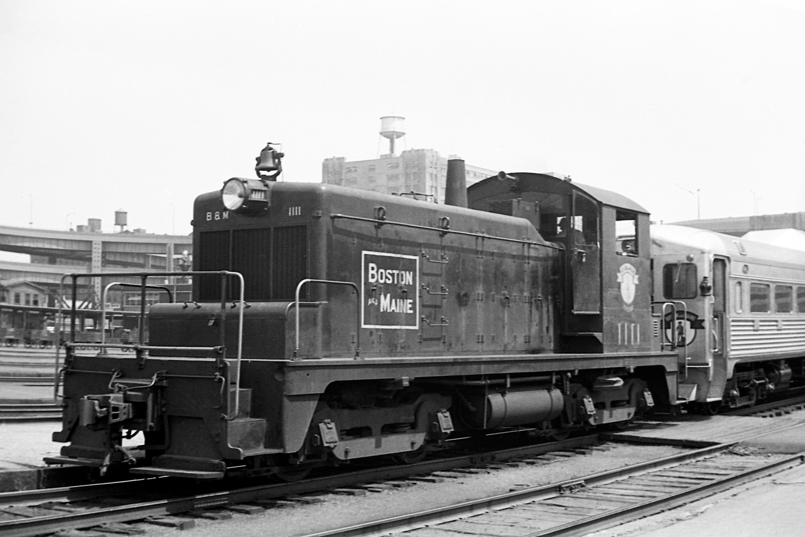 Boston & Maine SW1 #1111 at Boston, MA in 1958. (8x12)