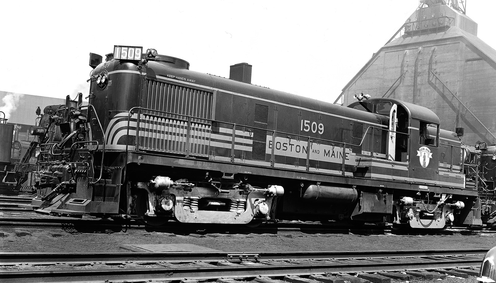 Boston & Maine Alco RS3 #1509 at Boston, MA on June 19, 1954. Photographer unknown.