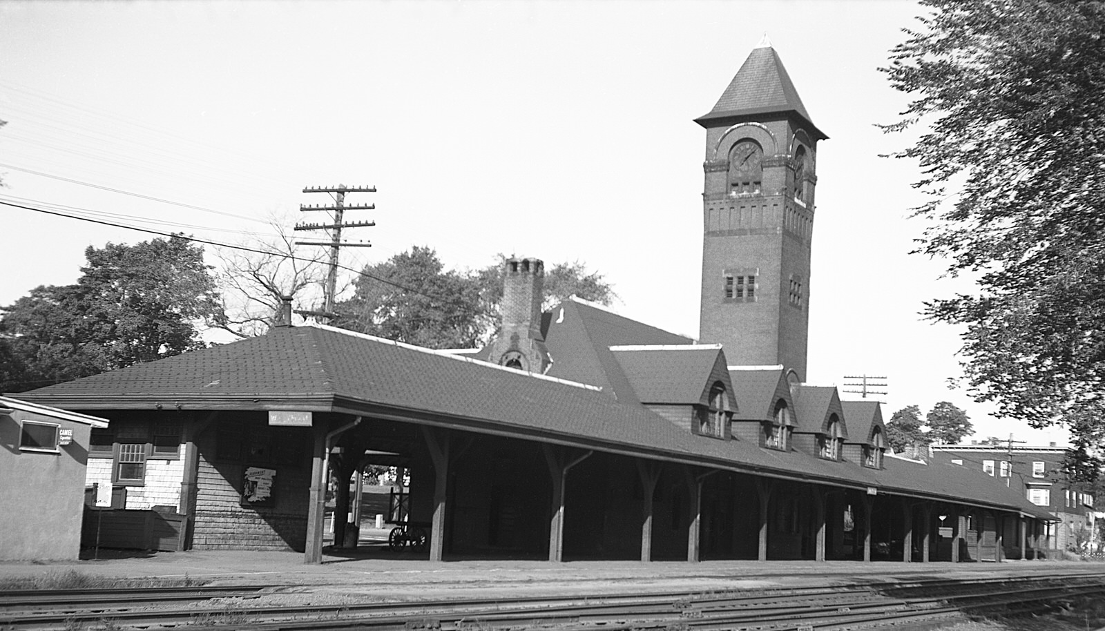 Boston & Maine Depot at Waltham, MA on 9/26/1960. (8x14)