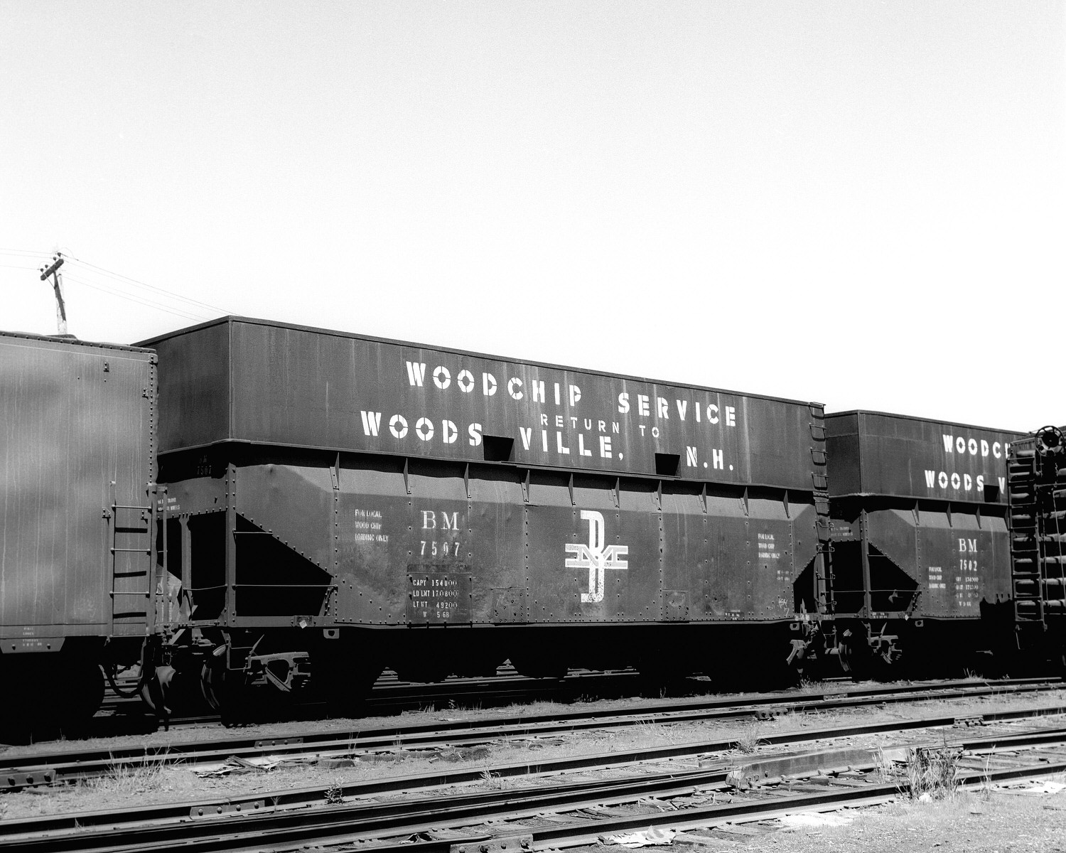 B&M Woodchip Car #7507 at Berlin, NH on July 2, 1969. (8x10)