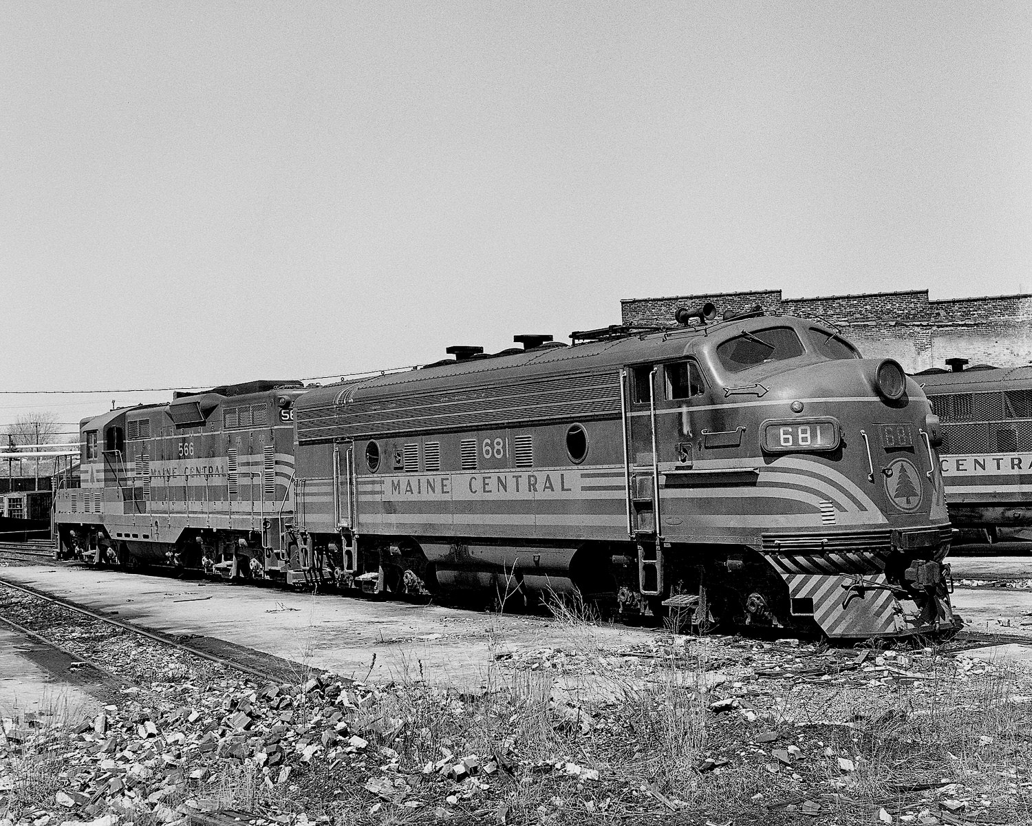 Maine Central #681 and #556 at South Portland, ME. Date unknown. (8x10)