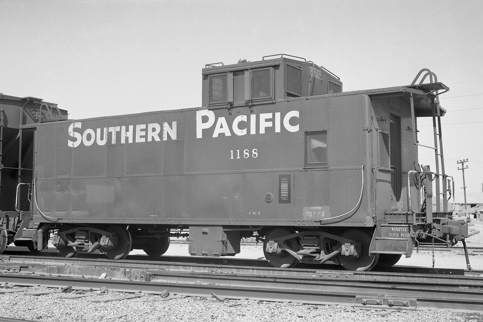 Southern Pacific caboose #1188 at El Centro, CA on 5/31/1972. (8x12)