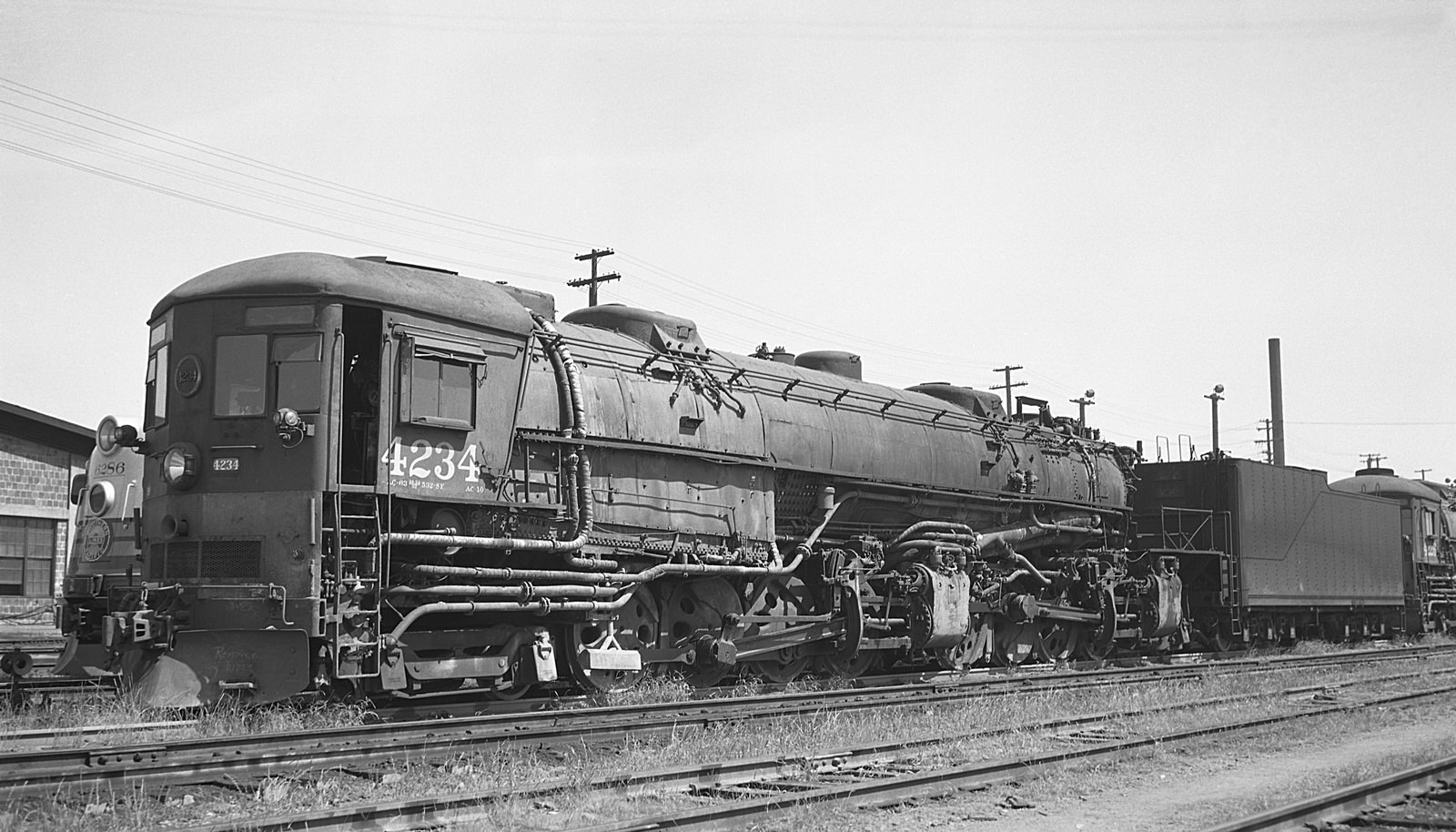 Southern Pacific 4-8-8-2 #4234 @ Roseville, CA on 5/28/1955. (8x14)