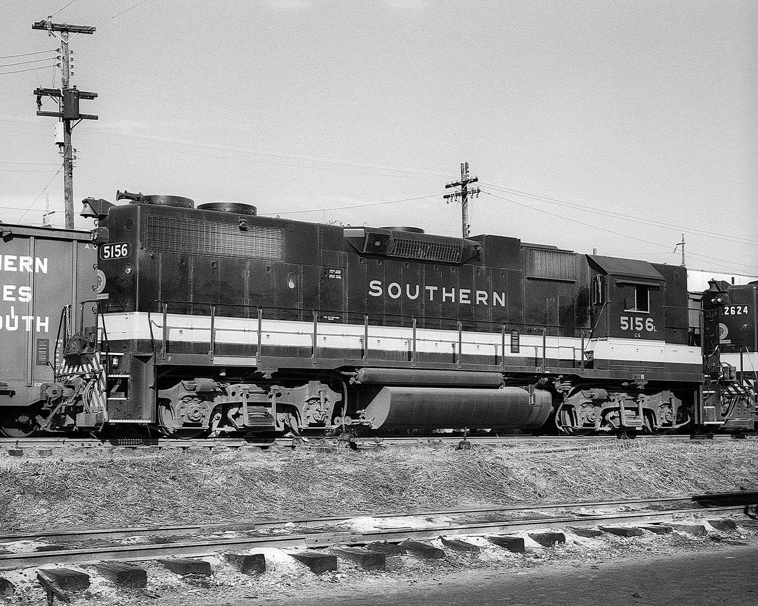 Southern Railway GP38-2 #5156L at Raleigh, NC during March 1975. Ex- AGS, CofG #5156 (8x10)