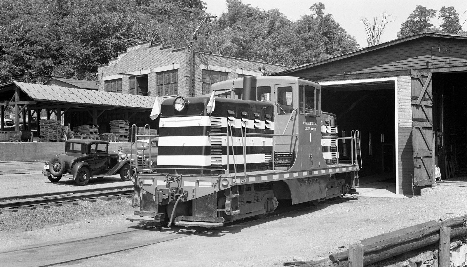 Springfield Terminal 44T #1 @ Springfield, VT on 8/8/57. (8x14)