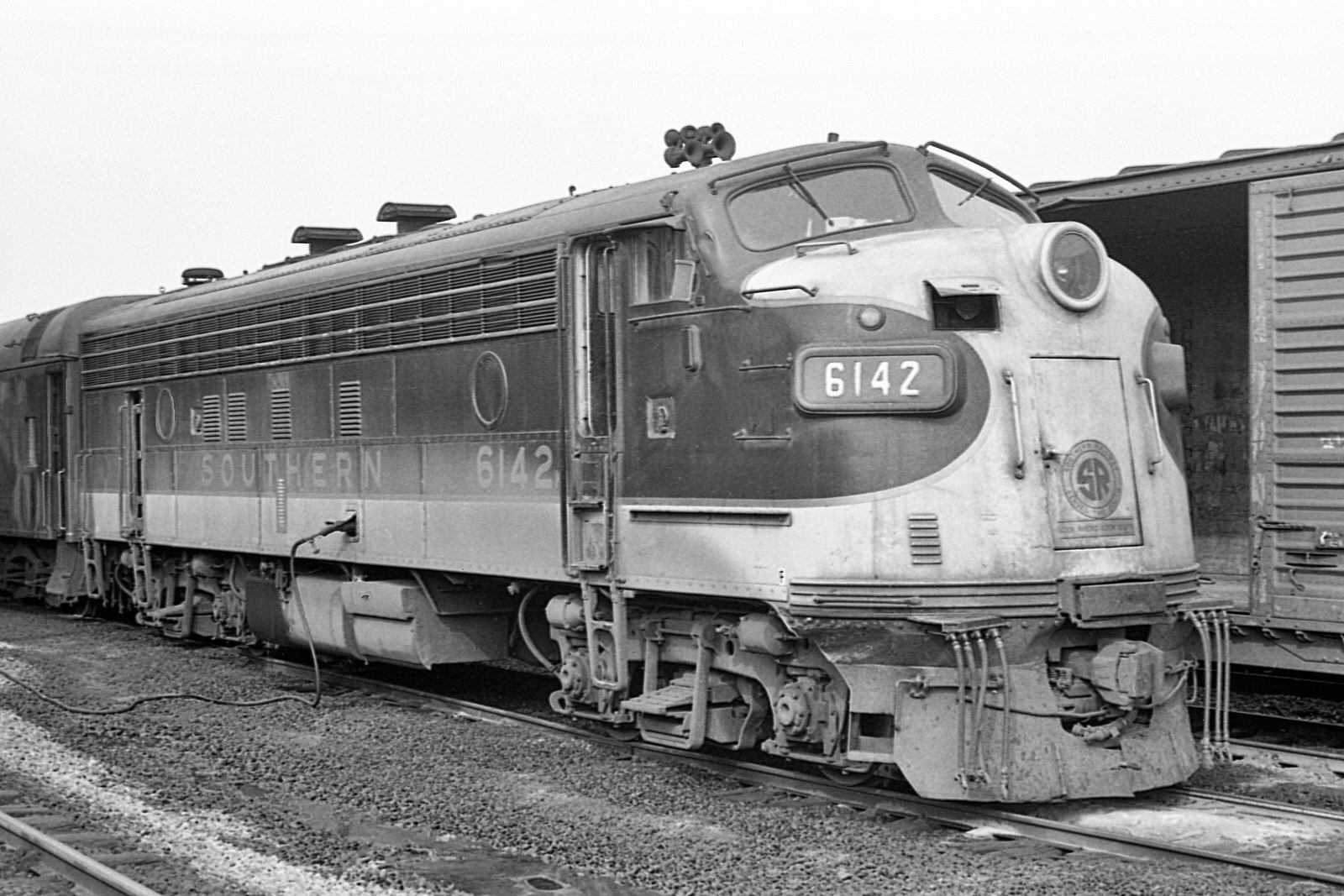 Southern Rwy FP7A #6142 at Lynchburg, VA during March 1975. (8x12)